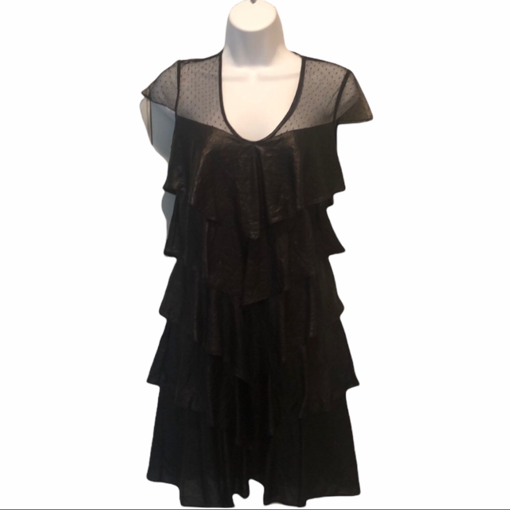 BCBG mixed material cap sleeve dress- NWT